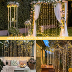 JMEXSUSS 300 LED Remote Control Curtain Lights, Plug in Fairy Curtain Lights Outdoor, Window Wall Hanging String Lights for Bedroom Backdrop Wedding Party Indoor Christmas Patio Dorm Decor, Warm White