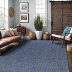 Washable Indoor Outdoor Rug 5x7 Weather Resistant Area Rugs Modern Solid for Porch Deck Balcony Backyard Patio Outside Carpet (5 X 7 Azure Blue)