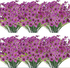 20 Bundles Artificial Flowers Outdoor UV Resistant Fake Flowers No Fade Faux Plastic Plants Garden Porch Window Box Decorating(Purple)…