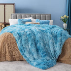 GONAAP Fuzzy Faux Fur Throw Blanket Twin Size Tie-dye Ocean Blue Super Soft Cozy Plush Fuzzy Shaggy Blanket for Couch Sofa Bed (Tie-dye Ocean Blue, Twin(60"x80"))