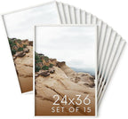 Haus and Hues 24x36 White Oak Wood Picture Frames Set of 15 - Premium Bulk Picture Frames 24x36 Bundle - Elegant Gallery Wall Frame Set for Posters, Art Display - Ideal for Wall Decor in Home & Office