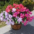 Artificial Flowers for Outdoors, 3 Bundles Fake Silk Azalea Bouquet Faux Flower Plants Outside Decor UV Resistant Realistic Colorful Fake Flowers for Planter Front Door Patio Garden Walkways Home, Mix