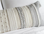 BlissBlush Gray Decorative Lumbar Pillow Cover 14x36, Grey Boho Long Body Pillow for Bed, Farmhouse Lumbar Throw Pillow for Couch, Modern Accent Textured Throw Pillowcase