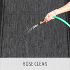 CAMILSON Indoor Outdoor Rug, 6x9 Bordered Dark Grey Black Modern Area Rugs for Indoor and Outdoor Patios, Kitchen and Hallway Mats, Washable Porch Deck Outside Carpet (Bordered Black, 6 x 9)