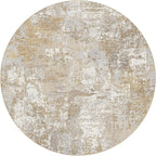 Tortania Washable 6' Round Area Rug for Living Room: Modern Abstract Neutral Large So' Thin Rugs - Non Slip Indoor Carpet for Bedroom Dining Room Office Nursery Home Floor Decoration - Brown Grey
