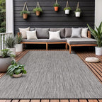 Washable Indoor Outdoor Rug 5x7 Weather Resistant Area Rugs Modern Solid for Porch Deck Balcony Backyard Patio Outside Carpet (5 X 7 Silver Grey)