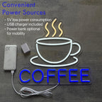 COFFEE Neon Sign in Yellow, White & Blue for Coffee Shops & Restaurants – Vibrant Multicolor LED Wall Light – Eye-Catching Decor for Cafés and Beverage Counters (Blue, Yellow, White)