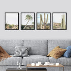 SIGNWIN Framed Tropical Palm Tree Saguaro Cactus Wall Art, Set of 4 Desert Landscape Wall Decor Prints, Nature Wilderness Wall Décor for Living Room, Bedroom - 12"x16" Black