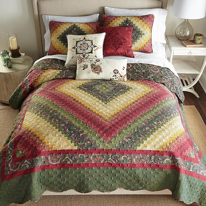 Donna Sharp Contemporary Polyester Quilt with Spice Postage Stamp Design - 1-Piece Twin Size Quilt, Machine Washable, Perfect for Any Decor Theme