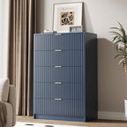 5 Drawer Dresser for Bedroom, Tall Dresser Chest of Drawers with Gold Handles, 32 Inch Wide Nightstand with for Bedroom, Living Rooms, Offices, and Entryways, Navy Blue