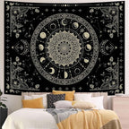 Lunerfex Mandala Moon Tapestry Boho Tapestry for Bedroom Black Tapestries Wall Hanging Living Room Wall Art and Home Decor 60x80