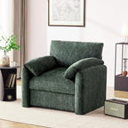 Chenille Oversized Armchair, 38.6" Wide Accent Chairs for Living Room & Bedroom Modern Lounge Chair, Upholstered Mid-Century Reading Chair, Comfy Living Room Chair, Single Sofa Chair, Green