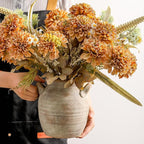 Ceramic Flower Vase Home Decor - Farmhouse Table Vases with Handle Living Room Decoration Vintage Decorative Aesthetic for Shelf Coffee Dining Desk House Bookshelf Fireplace (7.1" Retro)