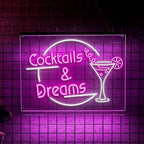 Personalized Beer O'Clock Neon Sign, Custom Wall Sign for Home Bar, Man Cave, Pub, Game Room, LED Beer Light Decor (Cocktail Bar 02)