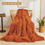 XeGe Luxury Faux Fur Throw, Burnt Orange Soft 50x60 Fluffy Blanket, Shaggy Plush Decorative Couch Throw, Cute Furry Fuzzy Blanket for Sofa Bed, Burnt Orange