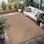 Washable Indoor Outdoor Rug 8x10 Weather Resistant Area Rugs Modern Solid Jute Rug for Porch Deck Balcony Backyard Patio Outside Carpet (8 X 10 Jute Beige)