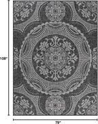 Medallion Outdoor Rug 6x9 Washable Outside Carpet for Indoor Patio Porch Waterproof Easy Cleaning Non Shedding Area Rugs Dark Gray 6 x 9