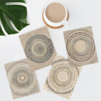 SIGNWIN Adhesive Canvas Poster Beige Abstract Geometric Circle Stroke Minimalist Folk Boho Mid-Century Inspired Digital Print Decorative Zen Bedroom Relax Multicolor - 12"x16"x4