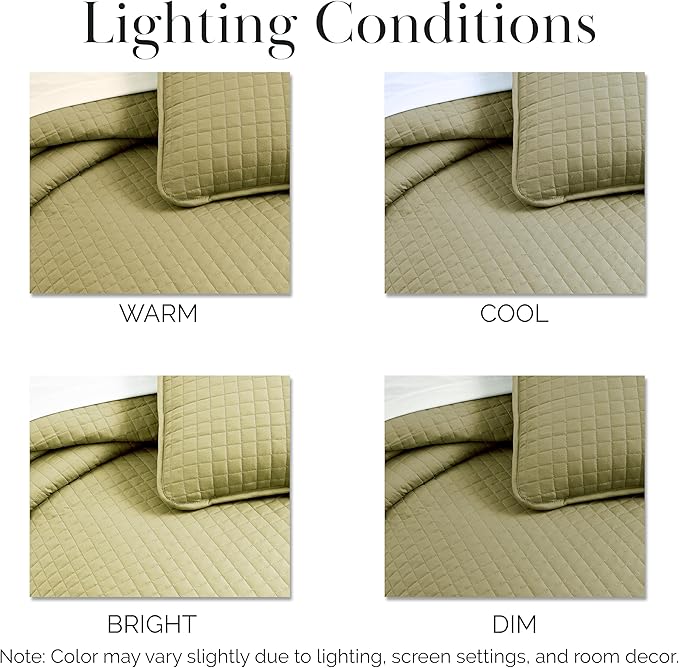 Southshore Fine Living, Inc. Full/Queen Quilt Set with 2 Matching Pillow Shams, Lightweight Full Size Quilt Coverlet, Easy Care, Machine Washable Queen Size Bedspread, Taupe