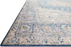 Loloi Layla Collection LAY-07 Blue/Tangerine 2'-6" x 9'-6" .13" Thick Runner Rug, Soft, Durable, Vintage Inspired, Distressed, Low Pile, Non-Shedding, Easy Clean, Printed, Living Room Rug