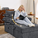 35.82” Accent Chair with Ottoman Upholstered Living Room Chairs for Reading Chair with Chaise Lounge Chairs Indoor, Comfortable Armchair for Bedroom (Gray, 35.82")