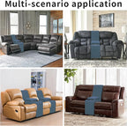 Easy-Going 2-Piece Recliner Console Cover for Reclining Loveseat Covers Stretch Jacquard Middle Console Cover for Recliner Couch and Sofa Bluestone