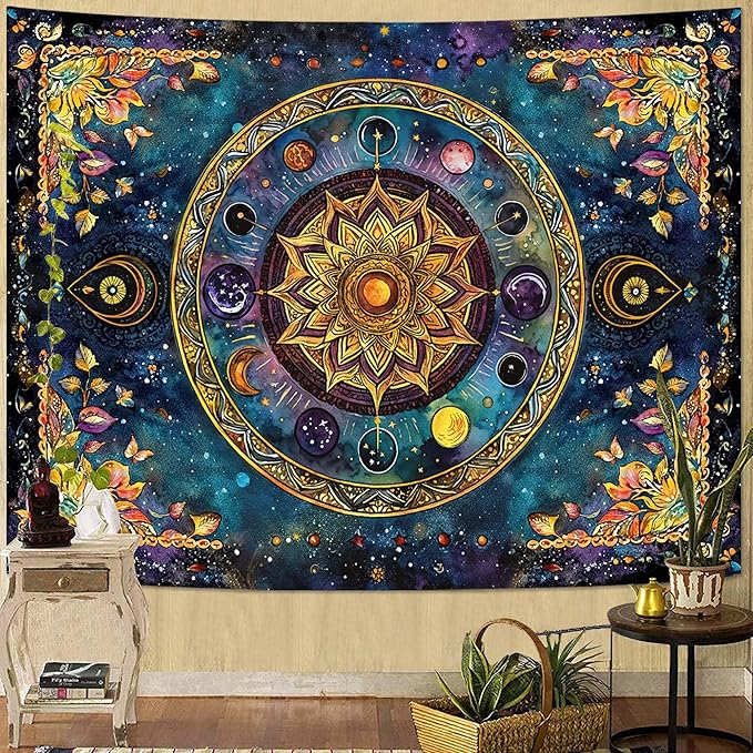 Lunerfex Mandala Solar System Tapestry Boho Tapestry for Bedroom Galaxy Tapestries Wall Hanging Living Room Wall Art and Home Decor 60x80