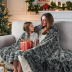 GONAAP Fuzzy Faux Fur Throw Blanket Frosty Black Super Soft Cozy Plush Fuzzy Shaggy Blanket for Couch Sofa Bed (Frosty Black, Throw(50"x60"))