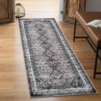 Keen Home Design 2x12 Rug - Machine Washable Runner Rug with Non-Slip Backing, Ideal for Hallway, Entryway, Kitchen, Laundry Room - Vintage, Easy Clean, Durable, Low Pile - (2'6" x 12')