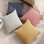 18x18 Throw Pillow Covers Set of 2 Boho Decorative Pillow Shams Stone Washed Cotton Pillowcase Waffle Square for Couch Sofa Chair Bed Car, Blue Grey