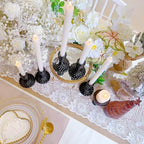 Glass Candlestick Holder,Striped Taper Candle Holders,Set of 6 Candle Stand for Table Centerpieces, Home Decor,Weddings,Festival and Parties (Black Diamond)