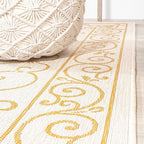 JONATHAN Y Vintage Filigree Indoor Outdoor Area Rug 3X5 Cream/Yellow, Charleston Textured Weave for Backyard, Patio, Porch, Easy-Cleaning, High Traffic, Pet-Friendly, Non-Shedding (SMB106M-3)