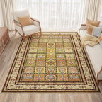 Topllen Washable Area Rug - 3'x5' Boho Bedroom Rug Indoor, Non-Slip Low-Pile Rugs for Living Room Bathroom Kitchen Front Door, Entry Throw Carpet Stain Resistance (Yellow, 3x5ft)