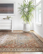 Loloi Layla Collection LAY-05 Ocean/Multi 3'-6" x 5'-6" .13" Thick Accent Rug, Soft, Durable, Vintage Inspired, Distressed, Low Pile, Non-Shedding, Easy Clean, Printed, Living Room Rug