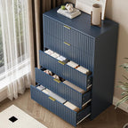 5 Drawer Dresser for Bedroom, Tall Dresser Chest of Drawers with Gold Handles, 32 Inch Wide Nightstand with for Bedroom, Living Rooms, Offices, and Entryways, Navy Blue