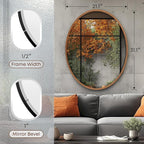 OVALCREST - Oval Wooden Beveled Wall Mirror for Home Decor, Bathroom, Vanity, Bedroom, Living Room, Hallway - London Style (Sunset Gold) 21.1 x 31.1