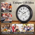 CLXEAST Illuminated Indoor Outdoor Clocks Waterproof 18 inch with Smart Night Light Sensor,Large Wall Clock with Thermometer & Hygrometer,Oil Rubbed Bronze Black,House Warming Gifts New Home