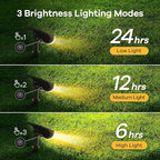 Linkind Solar Lights Outdoor Waterproof IP67, StarRay Dusk-to-Dawn Outdoor Solar Lights, 3 Lighting Modes Solar Spot Lights Outdoor for Garden, Yard, Landscape (Warm White, 2 Pack)