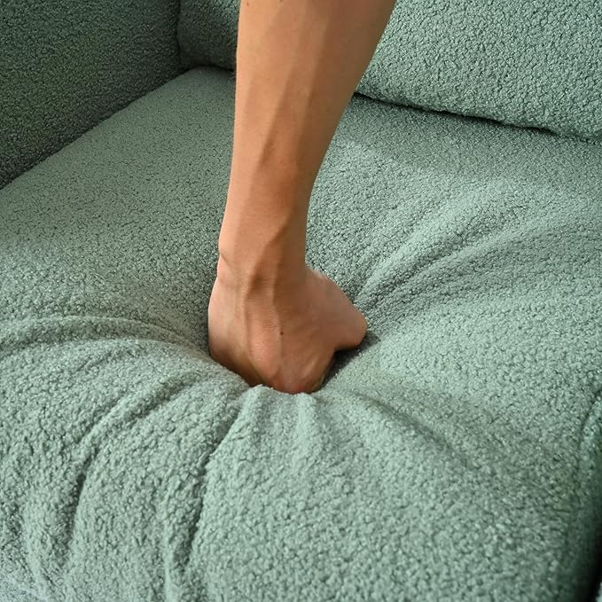 Accent Chair, Comfy Upholstered Living Room Chairs with High Tufted Backrest and Pillow, Wingback Reading Chair with Solid Wood Legs for Bedroom/Office, Teddy Fabric, Light Green