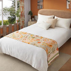 Boho Throw Blanket Queen Size, Oversized Soft Cozy Cotton Muslin Quilt Blanket for Bed Decor, Floral Patterned Couch Sofa Chair Cover, Vintage Farmhouse Cottage Woven Blanket, Coral&Green