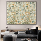 SIGNWIN 60"x72" Extra Large Framed Wall Art Vintage Botanical Floral with Golden and Teal Leaves, Elegant Nature Illustration for Home Living Room Bedroom Decor (Frame Assembly Required)