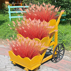 Fake Grass Fall Flowers Artificial Shrubs Artificial Grass Wheatgrass Cattails Fake Grass Decorations Artificial Plants Ornamental Grass Outdoor Grass Green Leafy Decorations (12PCS)Orange