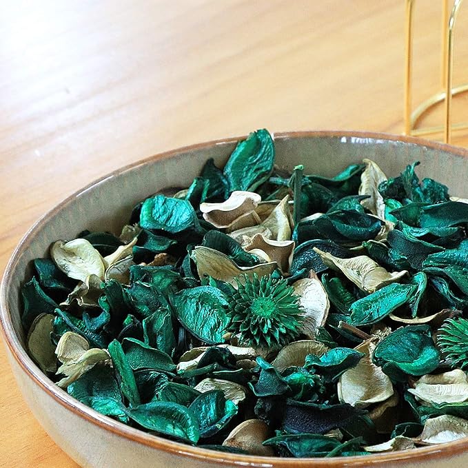 Qingbei Rina Green Potpourri Bag,Evergreen Scented Potpourri Dried Flower,Christmas Decorative Bowl Vase Filler,Home Fragrance, Winter Holiday Table Decor,8.4oz.