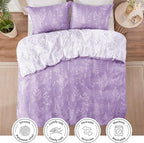 Love's cabin Lavender Full Comforter Set - Full Size Comforter Set, 3 Pieces Cute Floral Bedding Sets for All Seasons,1 Soft Reversible Botanical Flowers Comforter and 2 Pillow Shams