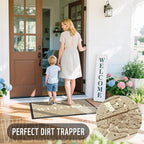 Yimobra Welcome Mat Outdoor Indoor, All-Season Waterproof Front Door Mat Outside Entrance, All-Weather Heavy Duty Non-Slip Doormat, Low Profile Porch Patio Entrance Mats, 47x24, Beige