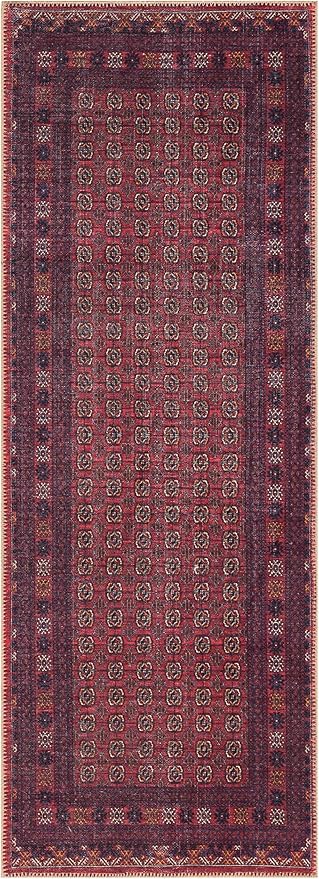 Keen Home Design 2x10 Rug - Machine Washable Runner with Non-Slip Backing, Ideal for Hallway, Entryway, Kitchen, Laundry Room - Vintage, Easy Clean, Durable, Low Pile Rug - (2'6" x 10')