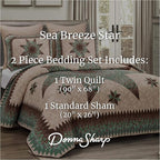 Donna Sharp Contemporary Polyester Quilt Set - Sea Breeze Star - 2-Piece Twin Size Quilt Set, Includes Quilt, and Pillow Sham Perfect for Coastal and Souhtwest Decor