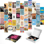 Y2K BOO Hippie Aesthetic Wall Collage Kit – 50 Multicolor Boho Retro Photos, 4"x6" Semi-Gloss Prints for Teen Girls Dorm Room Decor, Vintage 70s Wall Art, Birthday & Graduation Gift