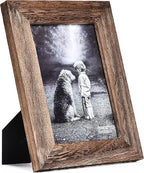 Yaetm-4x6 Picture Frame Set of 2, Natural Solid Wood Distressed Photo Frame, Display On Tabletop And Wall, High Definition Real Glass, Carbonized Black (2 pack)