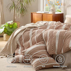 Bedsure Waffle Weave Duvet Cover King - 100% Cotton Boho Duvet Cover Set with 2 Pillowcases - Extra Soft Terracotta Textured Comforter Cover with Zipper Closure (King, 104"x90")